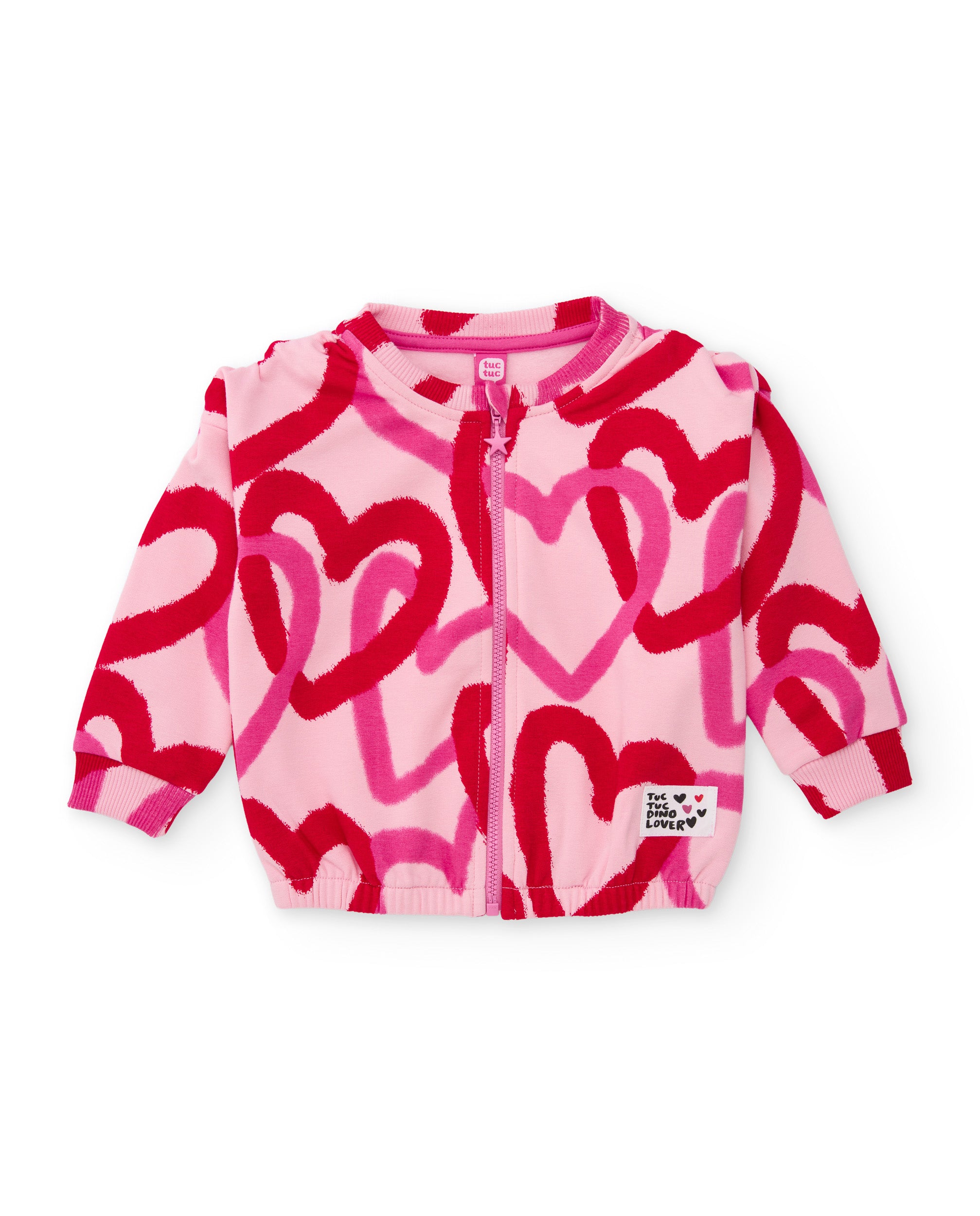 TucTuc Completi tuta bambina rosa felpa cuori cerniera