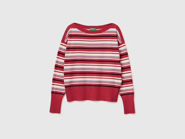 United Colors of Benetton Maglione scollo barca a righe