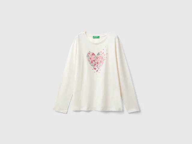 United Colors of Benetton T-Shirt Cotone Organico Maniche Lunghe L