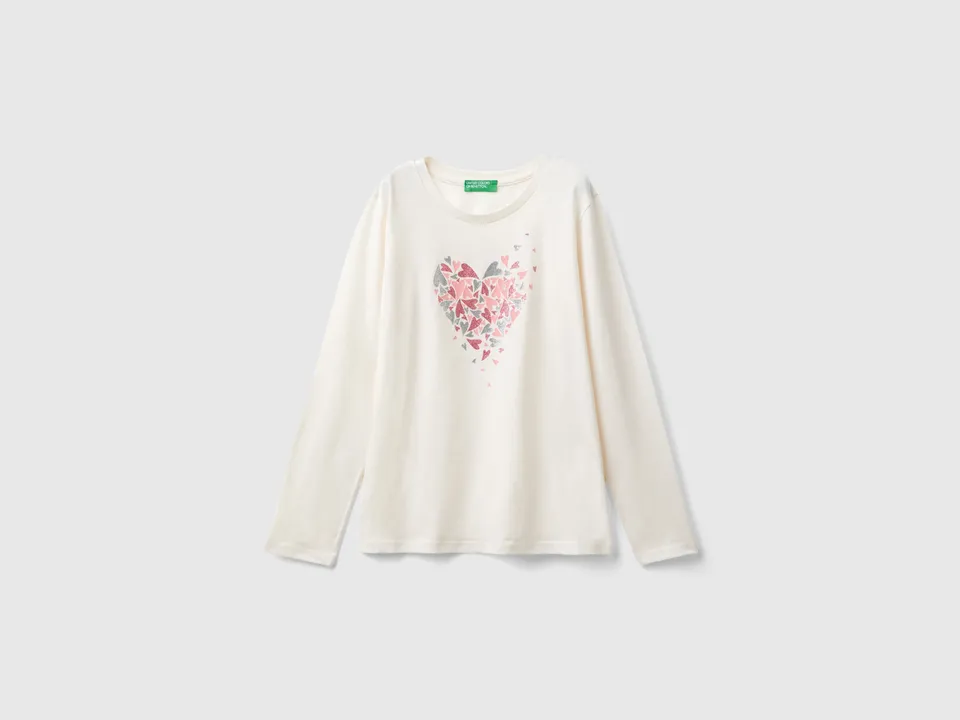 United Colors of Benetton T-Shirt Cotone Organico Maniche Lunghe L