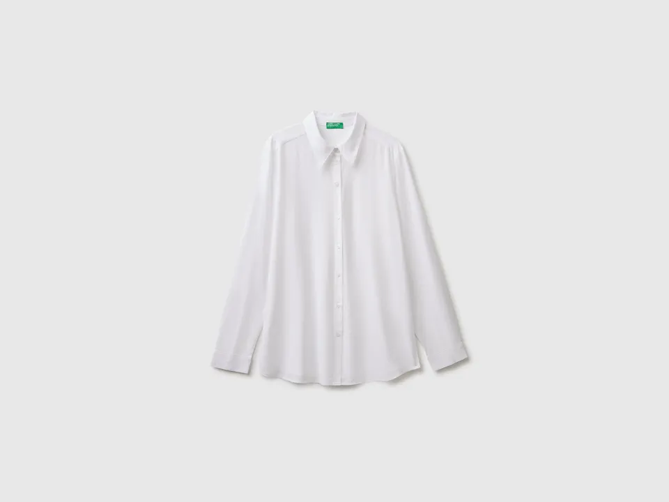 United Colors of Benetton Camicia Viscosa Oversize M Tinta Unita
