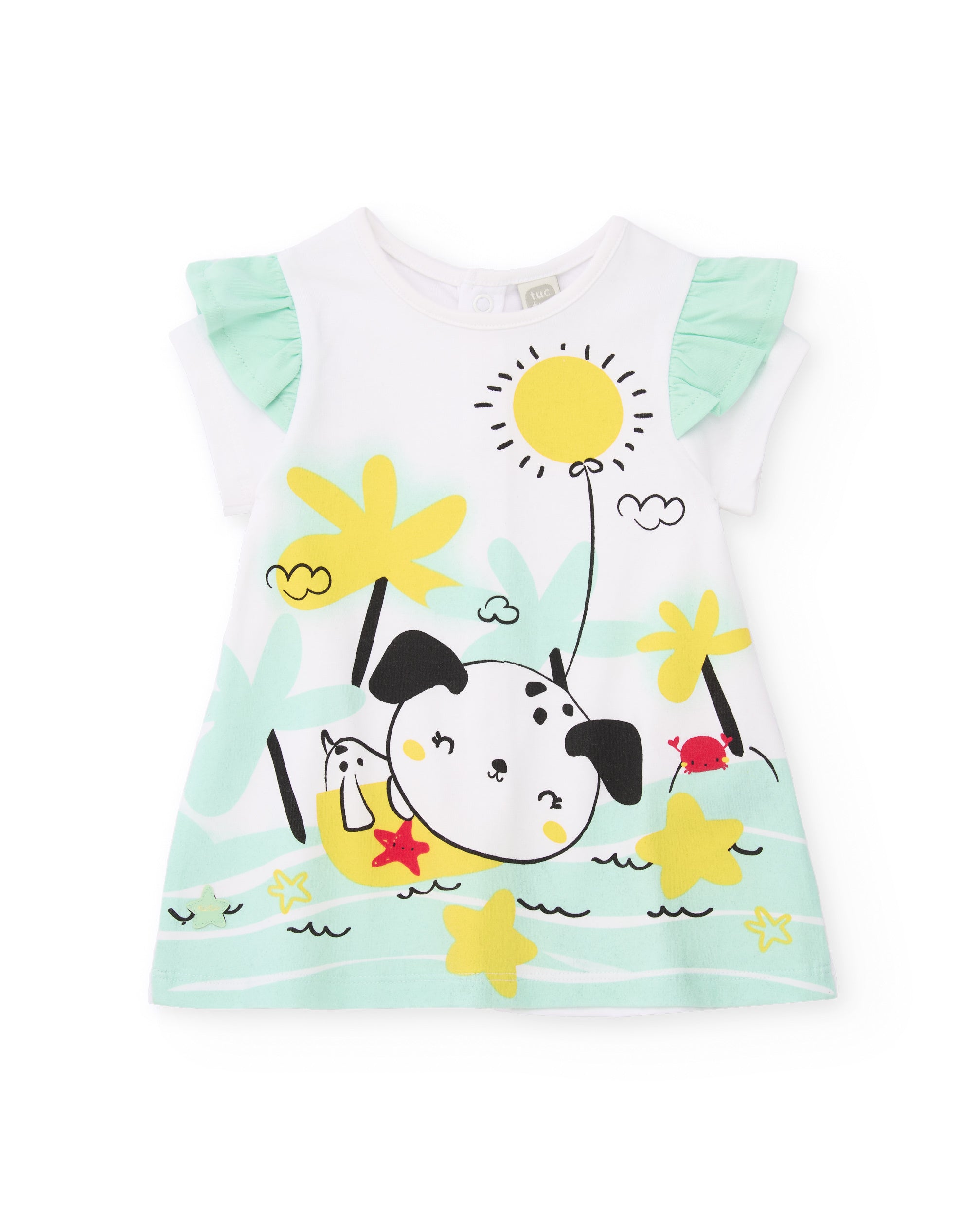 TucTuc Vestiti Vestito Neonato Bianco Cagnolino Leggero