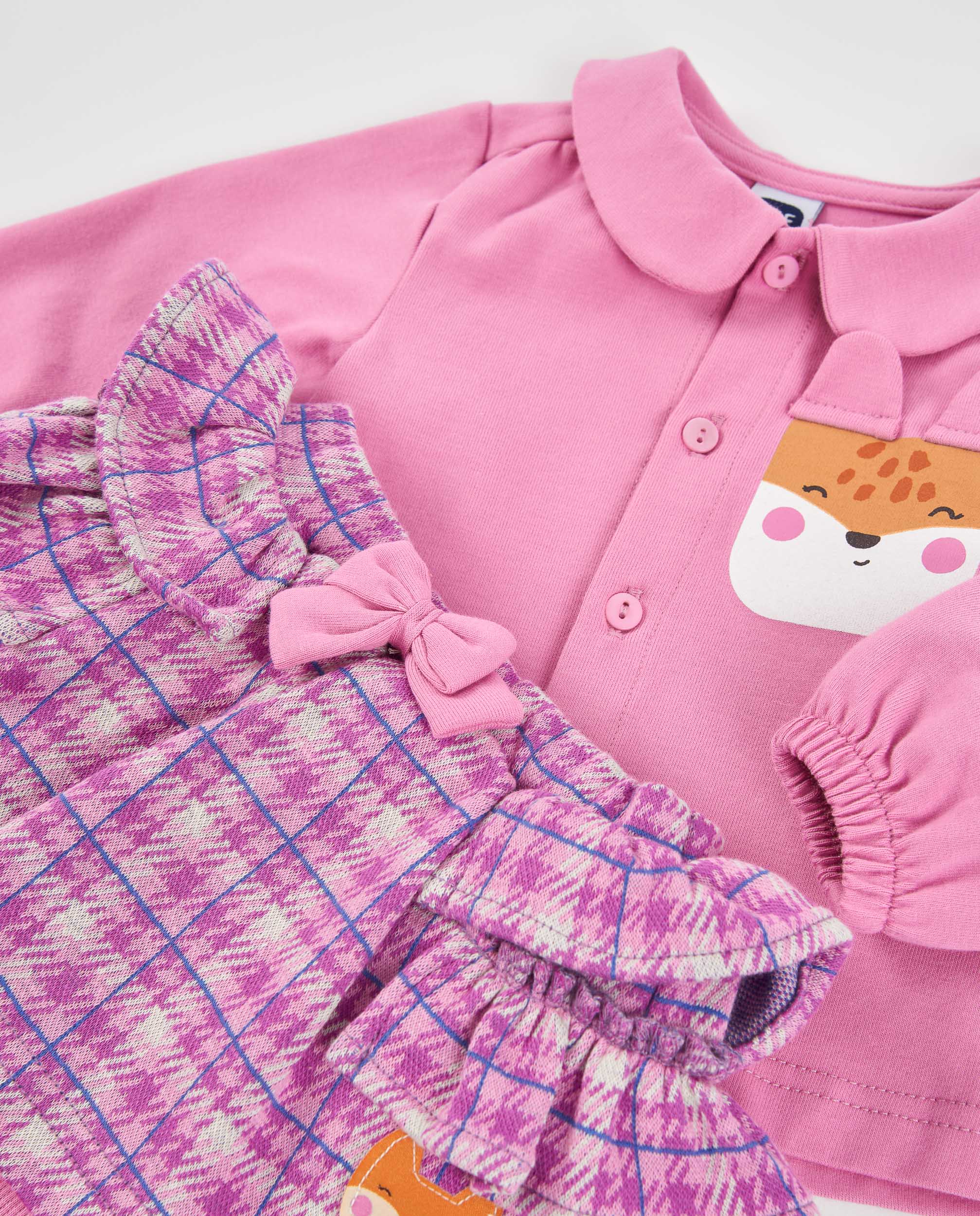 TucTuc Completi completo neonata rosa maglia gonna quadri