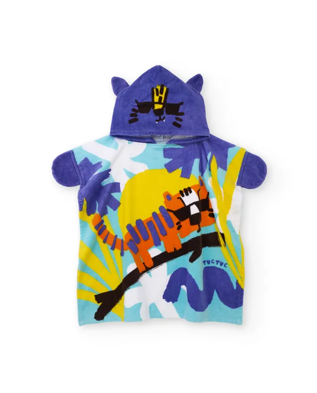 TucTuc Asciugamani poncho bambino lilla stampa tigre U