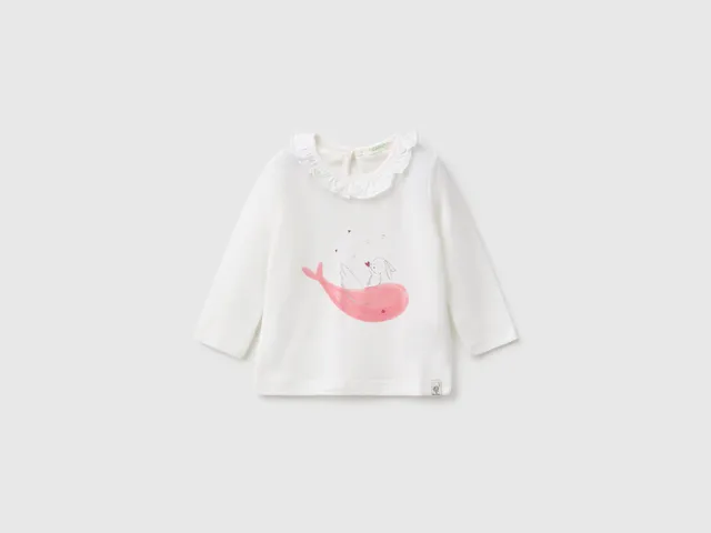 United Colors of Benetton Maglietta Neonata Cotone Volant Stampa