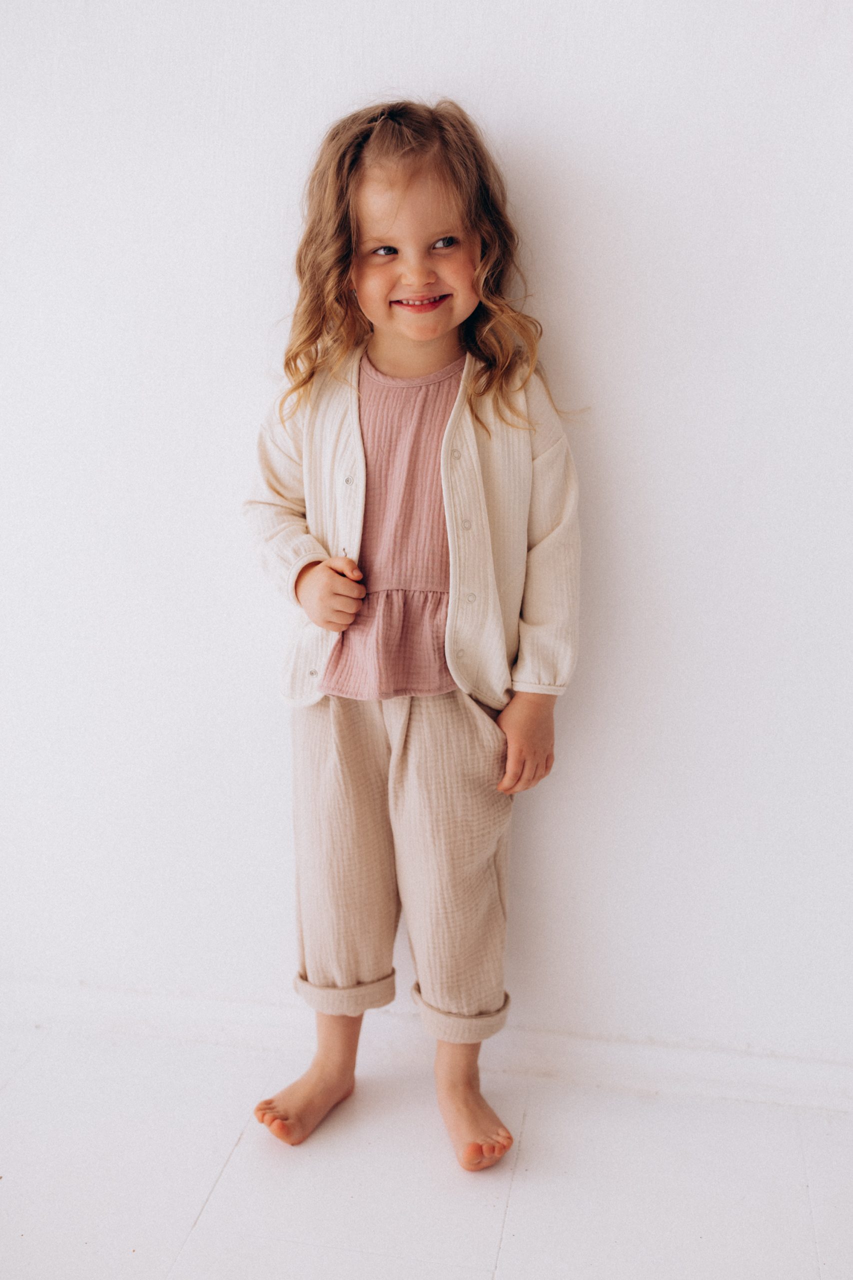 Woolly Organic SS26 Pantaloni Bimbo Mussola Cotone Bio