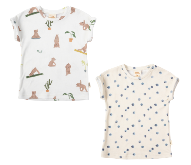 Woolly Organic T-Shirt SS26 maglietta bambino cotone Blueberry Breeze