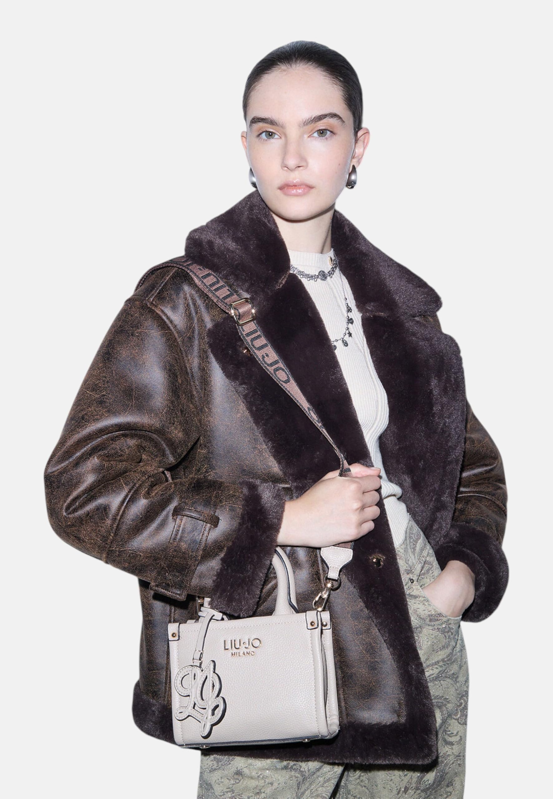 Liu Jo Borse Borsa Mini Jacquard Beige 18x10x15