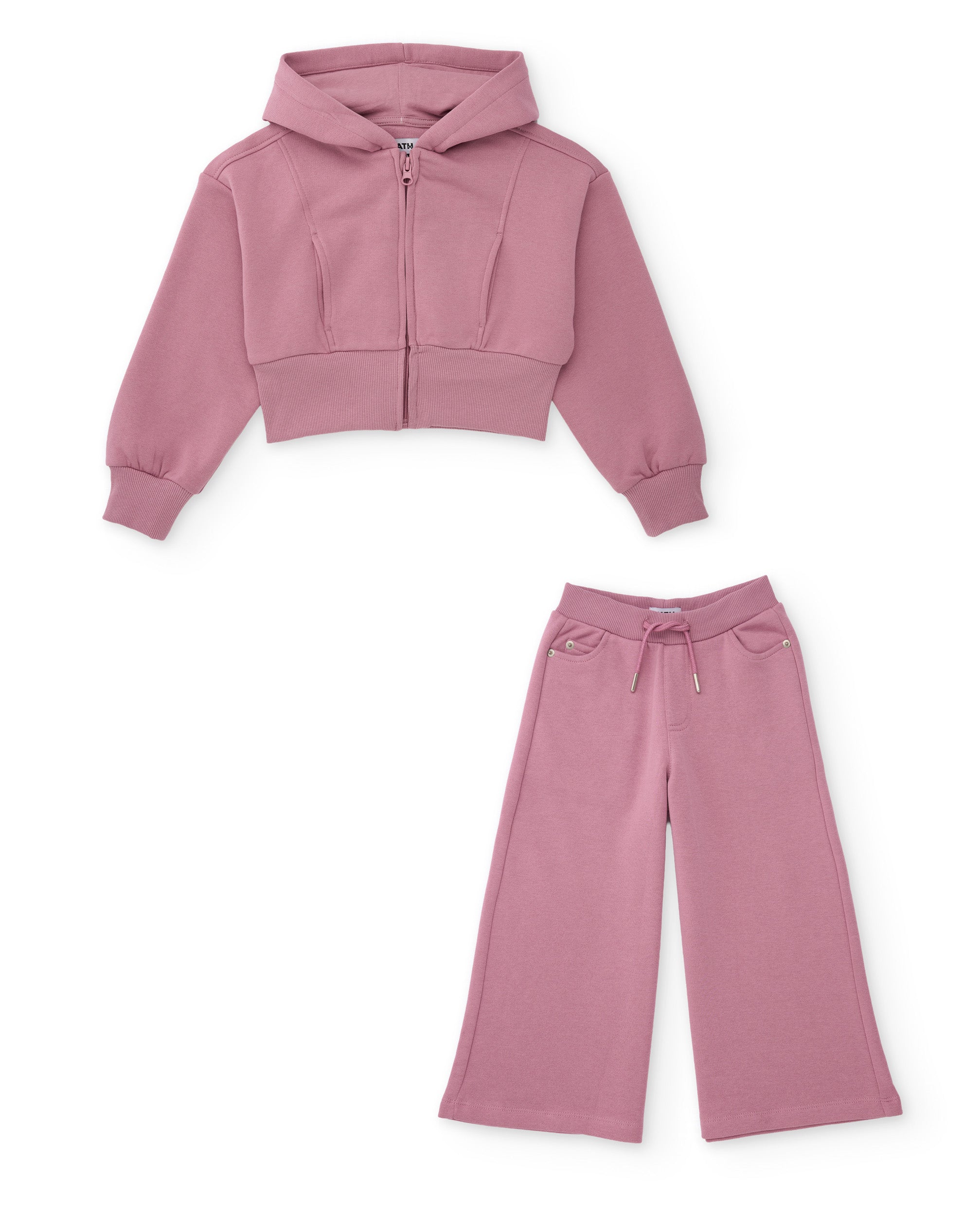 TucTuc Completi Tuta Bambina Felpa Rosa gamba larga 2 pezzi