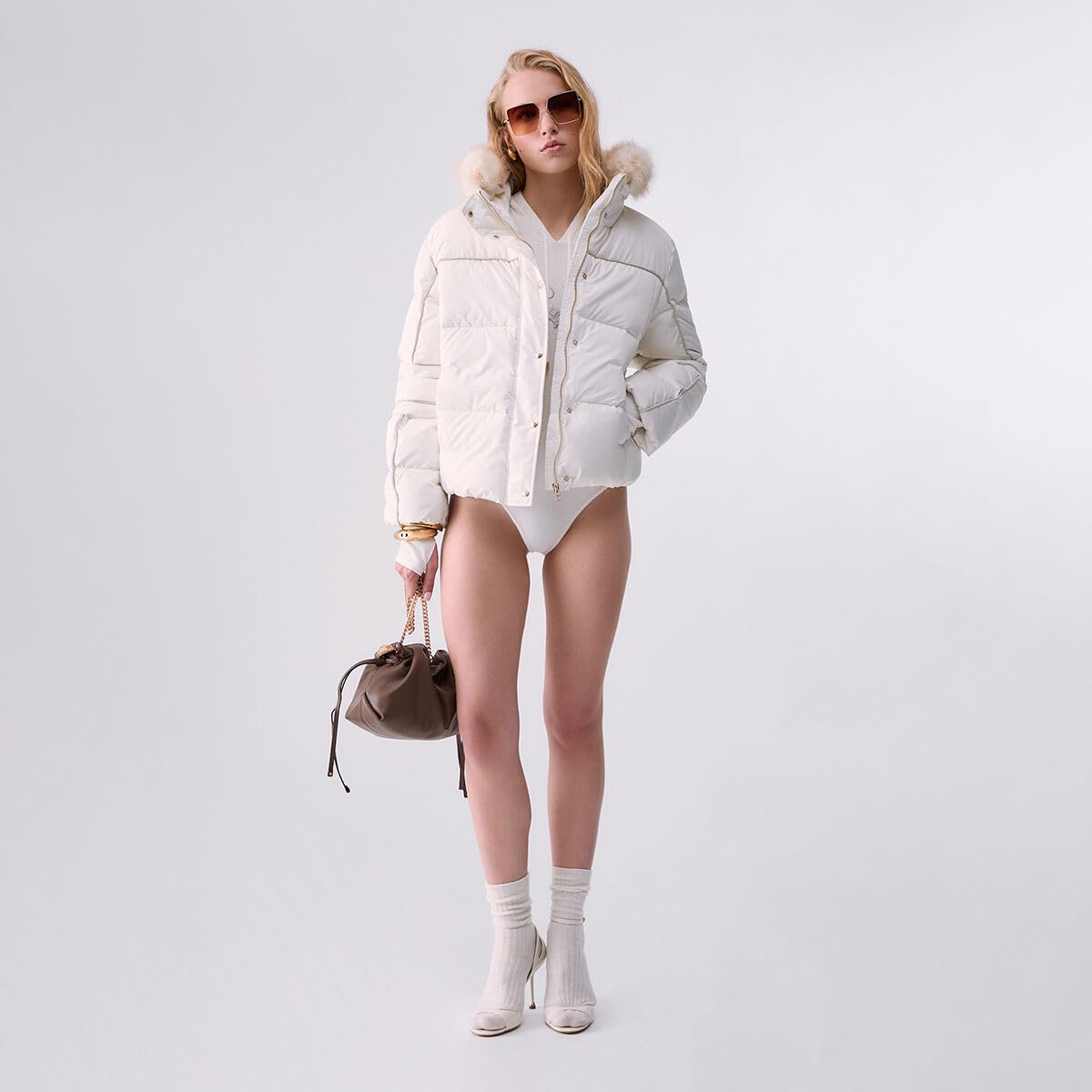 Liu Jo Giacche Piumino Colletto Teddy Nylon Piuma Taglia L