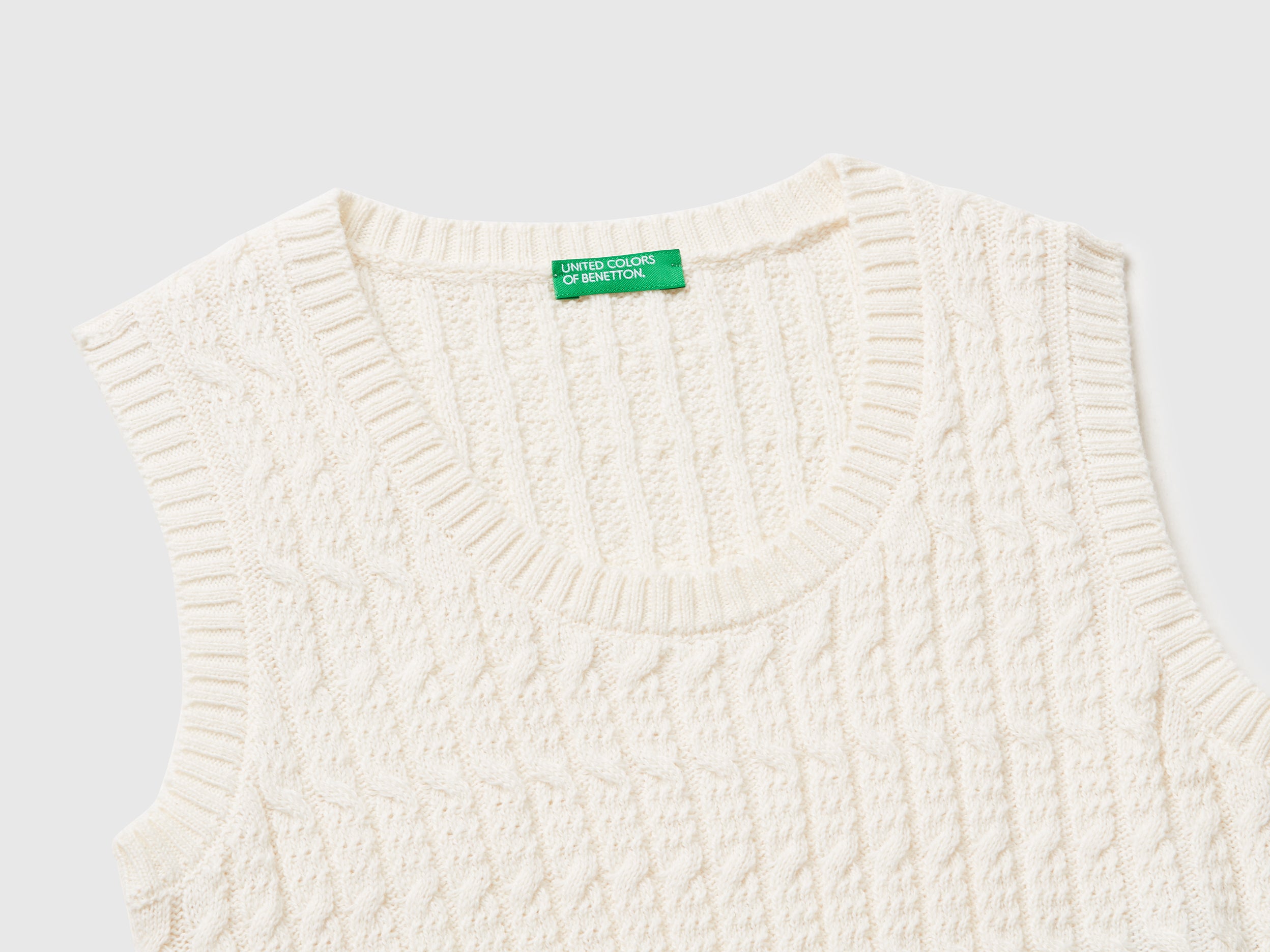 United Colors of Benetton gilet maglia trecce cotone
