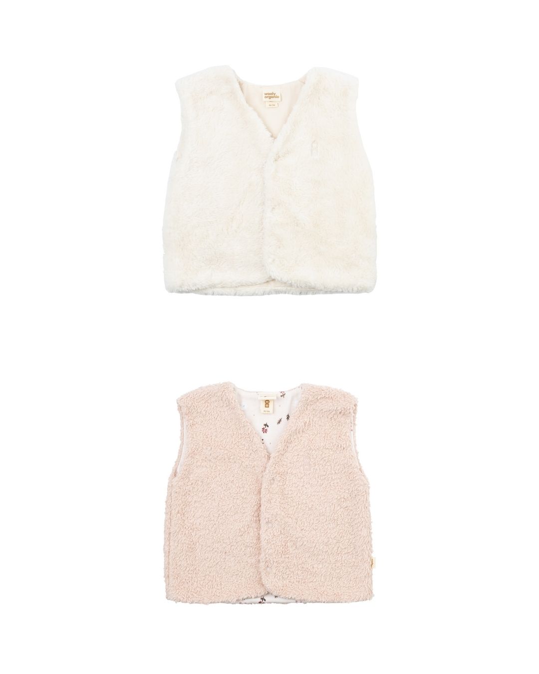 Woolly Organic Gilet bimbo ricamato cotone bio Ecru