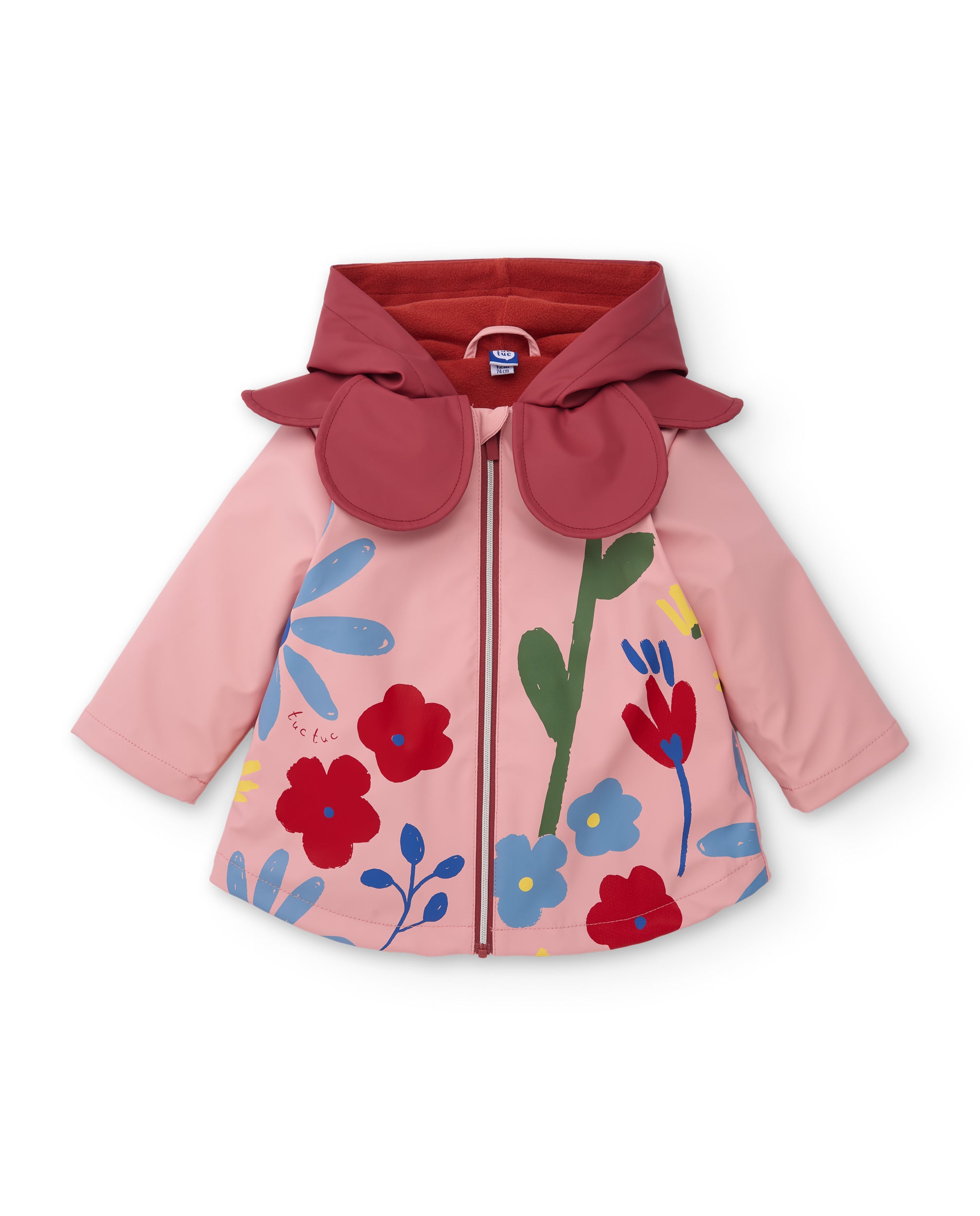TucTuc Cappotti Impermeabile bambina rosa fiori cappuccio