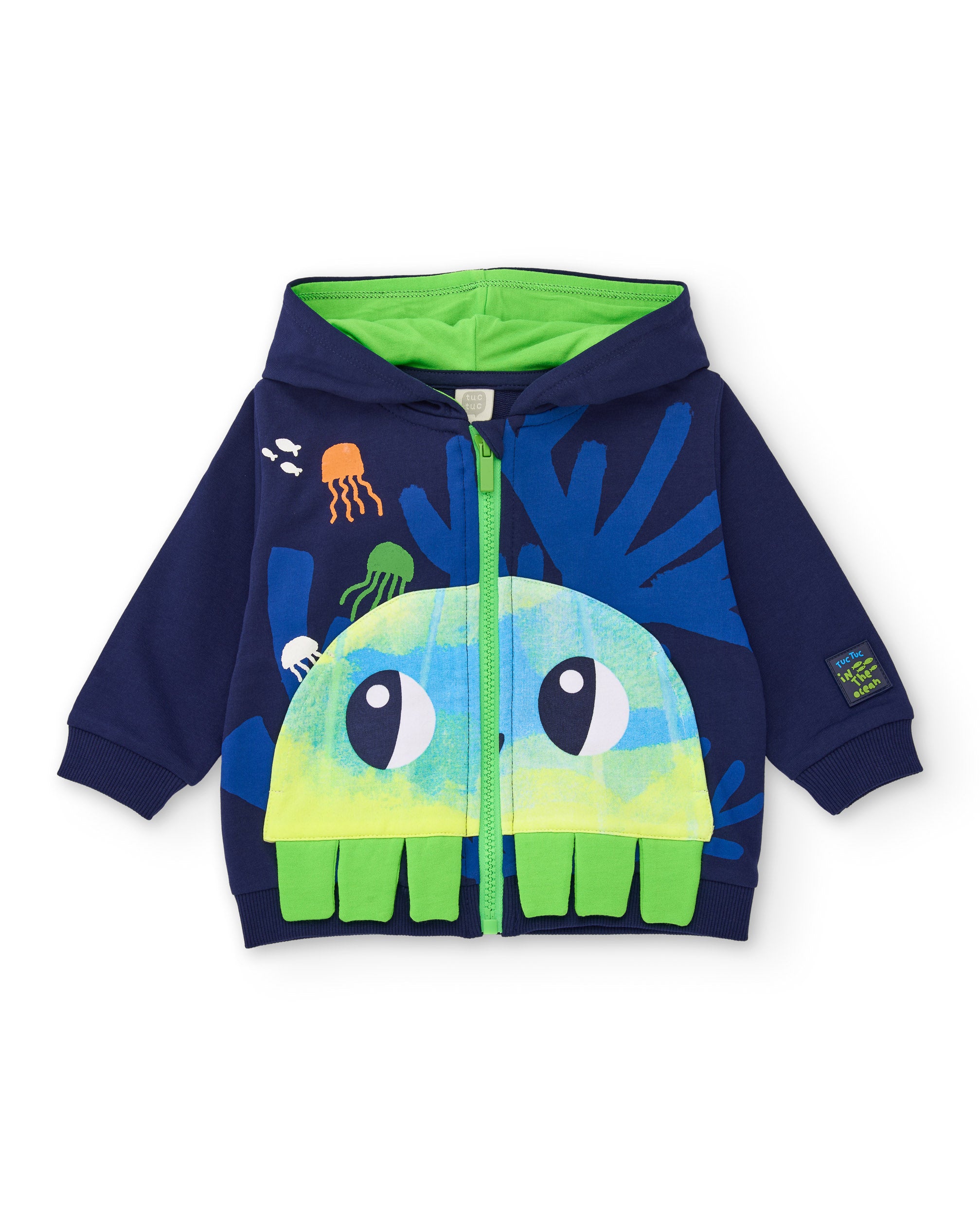 TucTuc Felpe Felpa bambino navy cappuccio zip mostro marino
