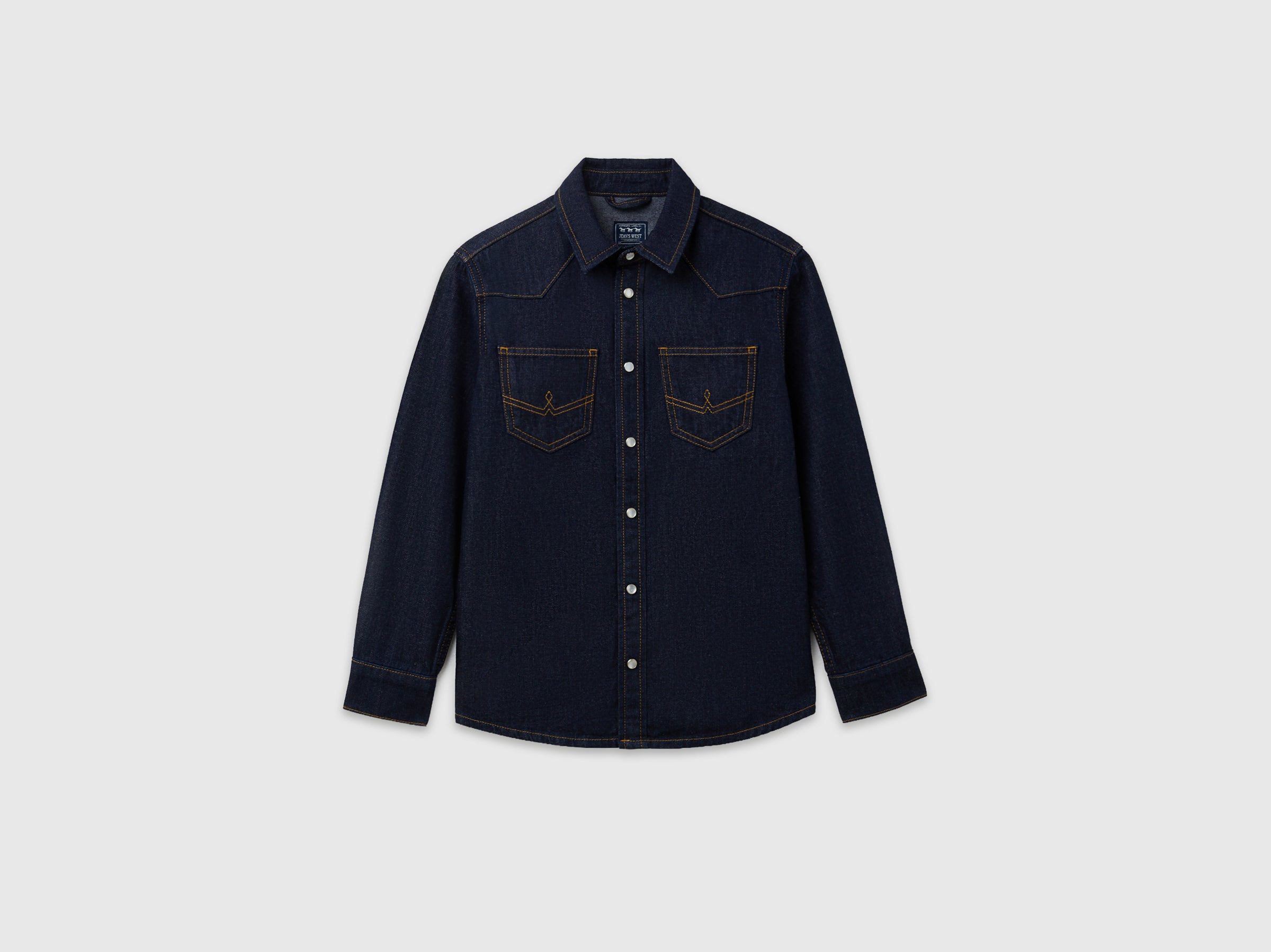 United Colors of Benetton camicia western denim scuro cotone