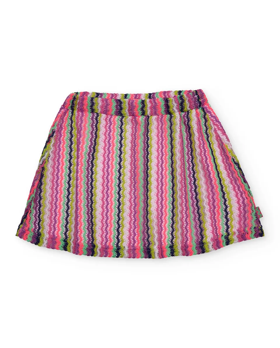 TucTuc Gonne Maglia Bambina Rosa a Righe Ondulate