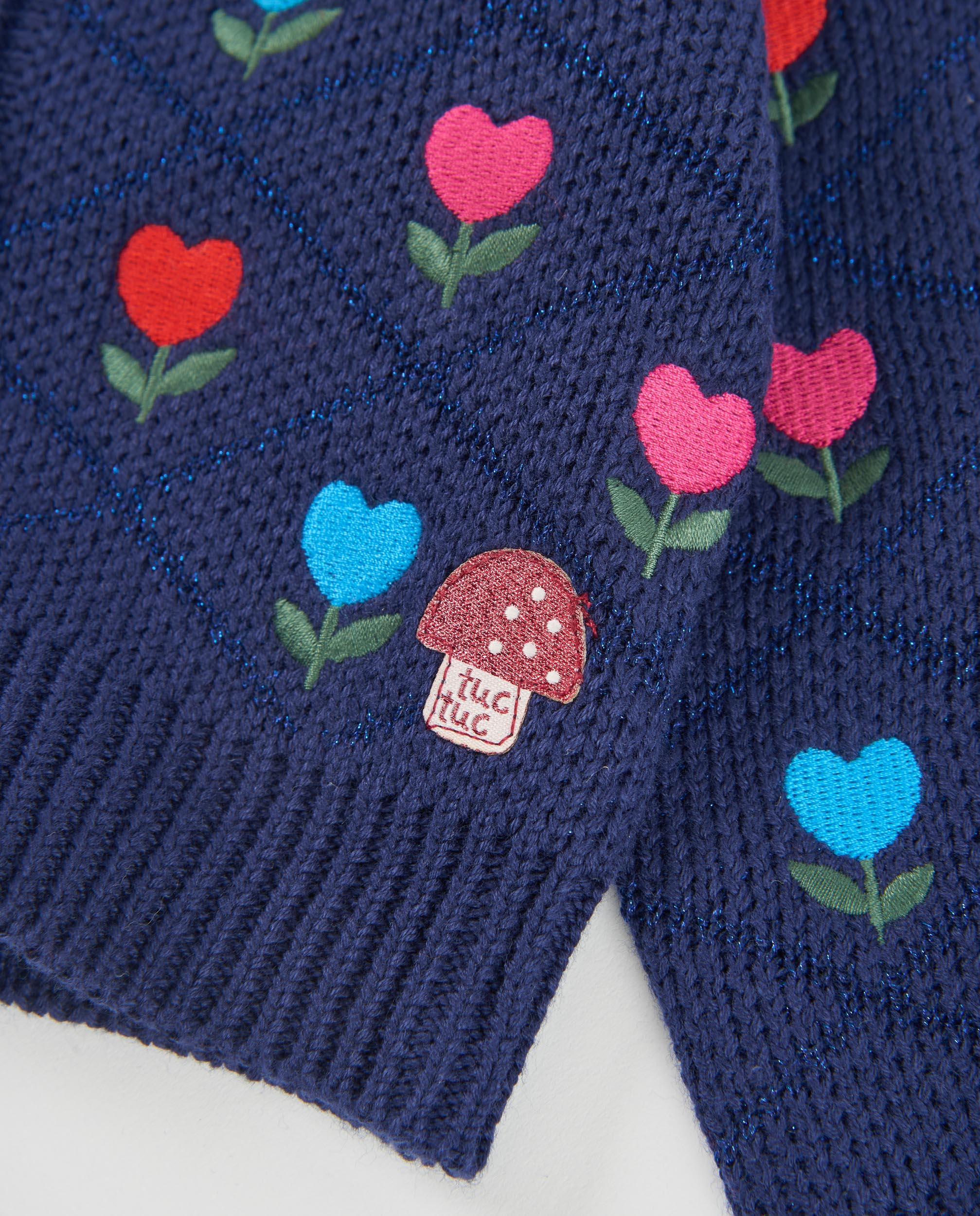 TucTuc Maglioni Giacca Bambina Blu Fiori Bottoni
