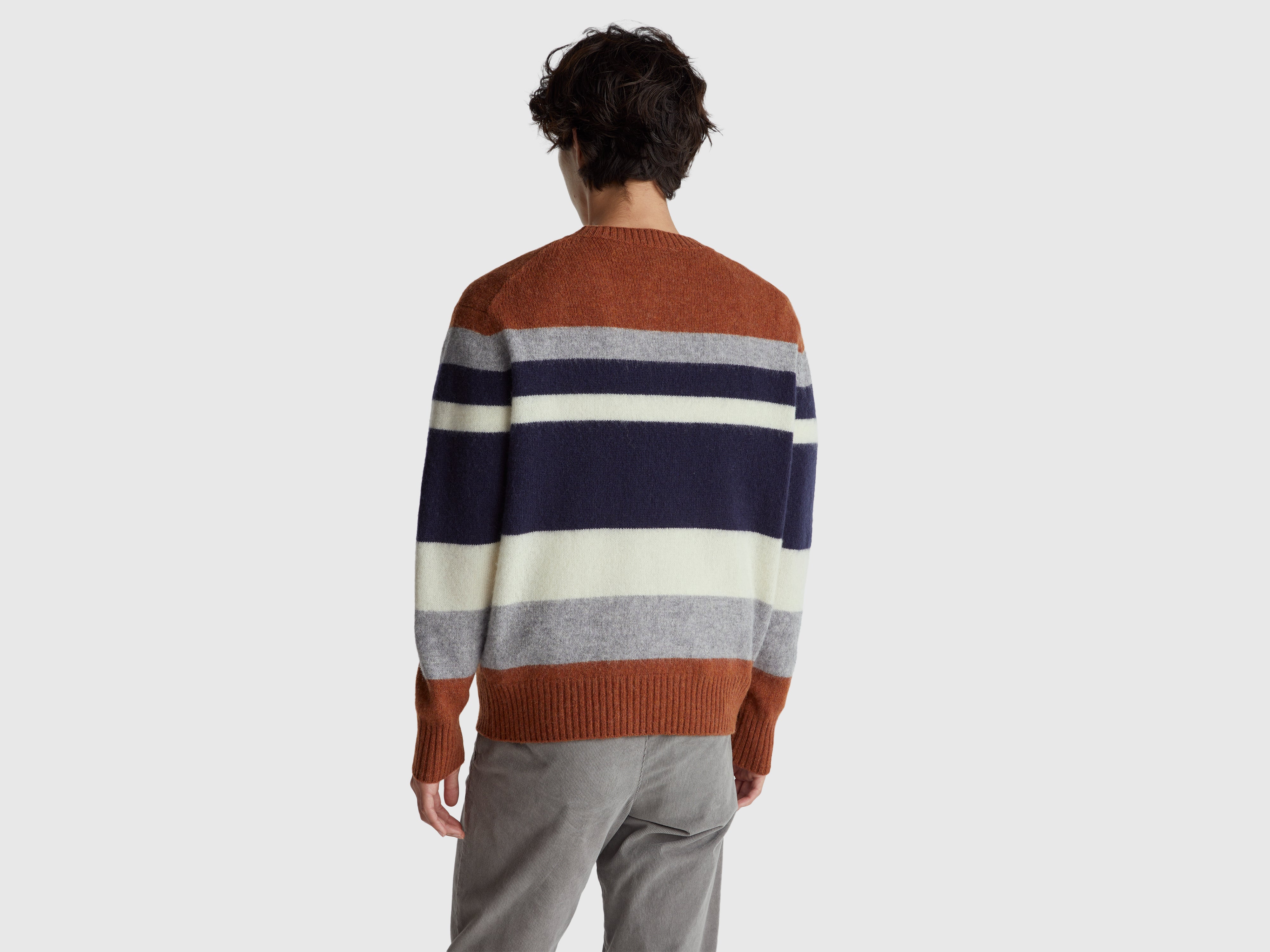 United Colors of Benetton Maglione righe lana Shetland maniche lunghe