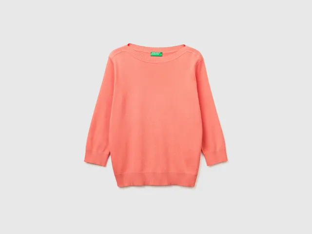 United Colors of Benetton Maglione Cotone Scollo Barca Pesca M