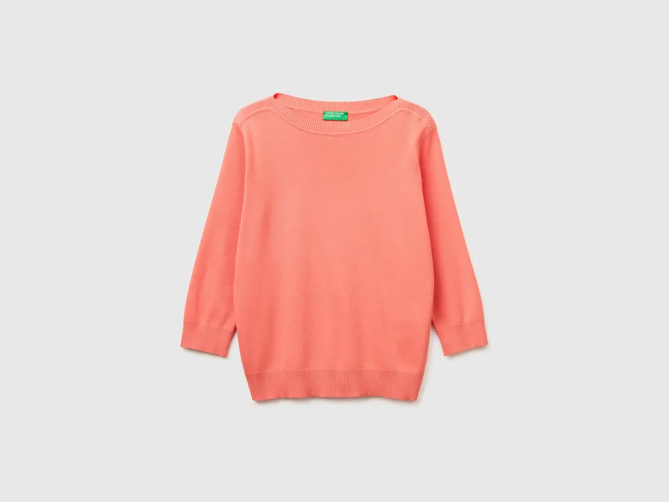 United Colors of Benetton Maglione Cotone Scollo Barca Pesca M