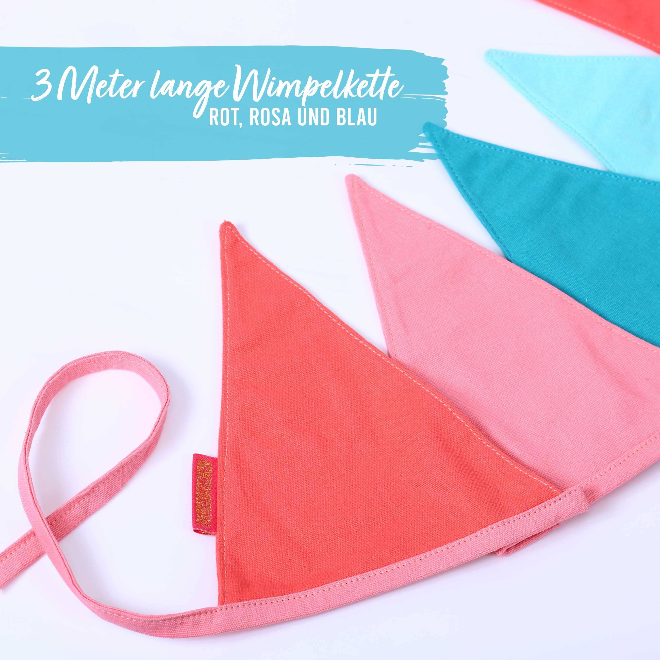 Papierdrachen Rosa Azzurro ghirlanda tessuto 3 m