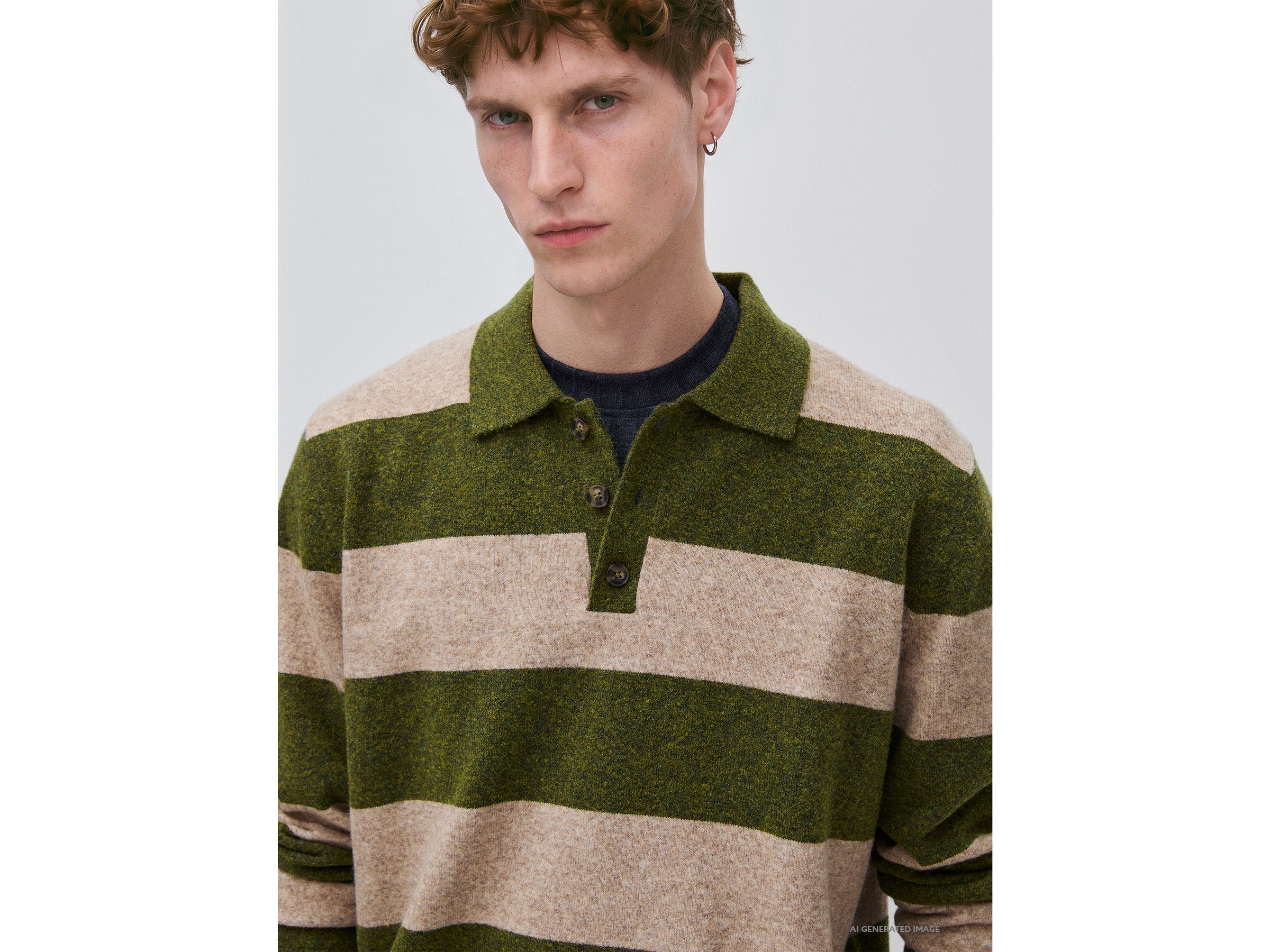 Benetton Sweaters polo maglia lana M righe bicolore
