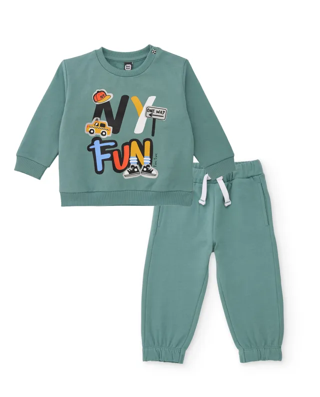 TucTuc Completi Tuta Felpa Verde Acqua Neonato