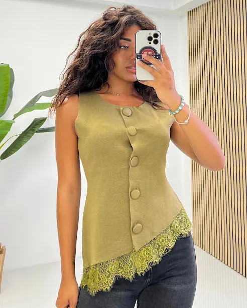 Sottosopra jek618 gilet beige taglia unica pizzo