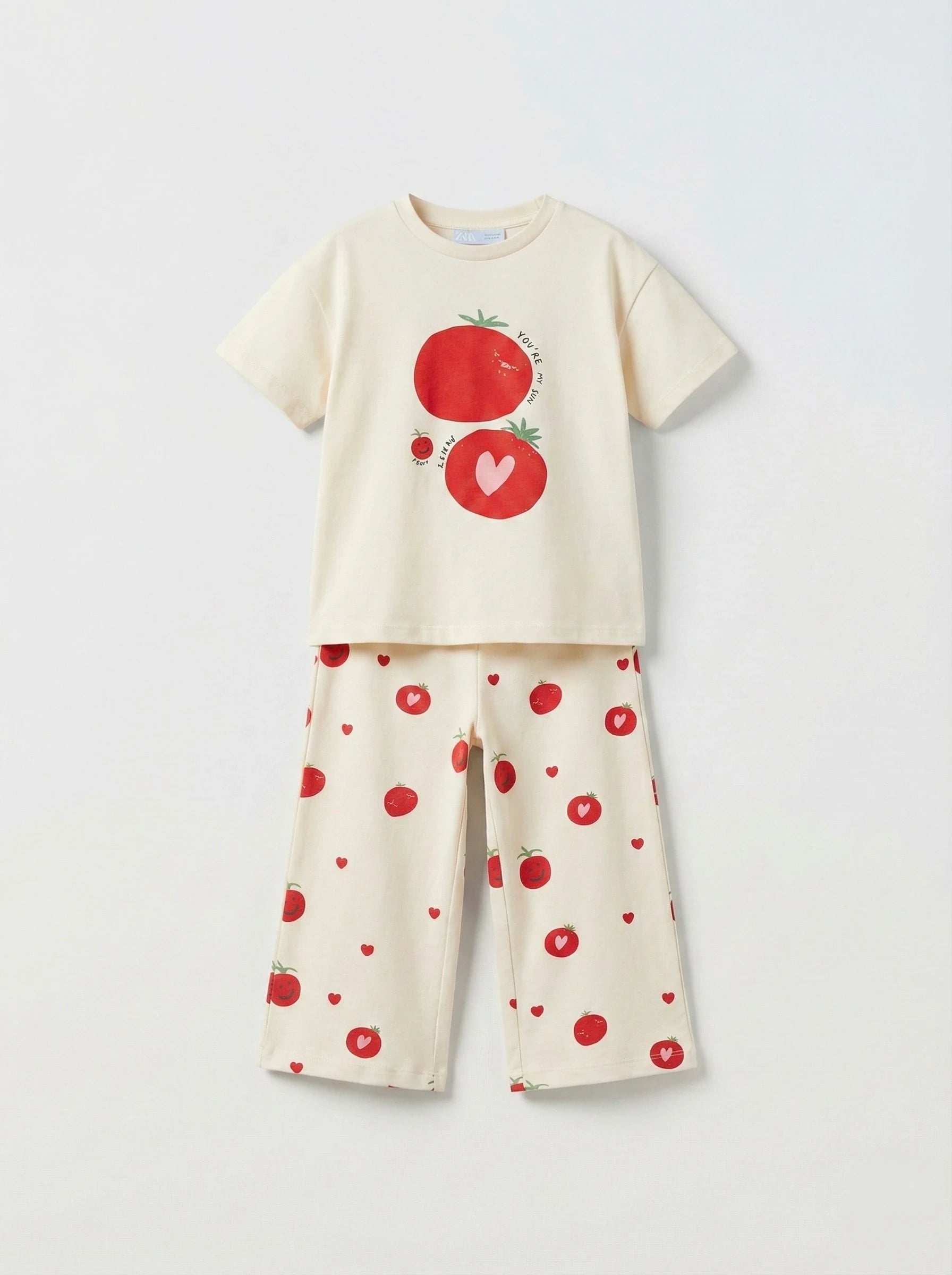 Kocarcia Completo t-shirt pomodoro e pantaloni cotone