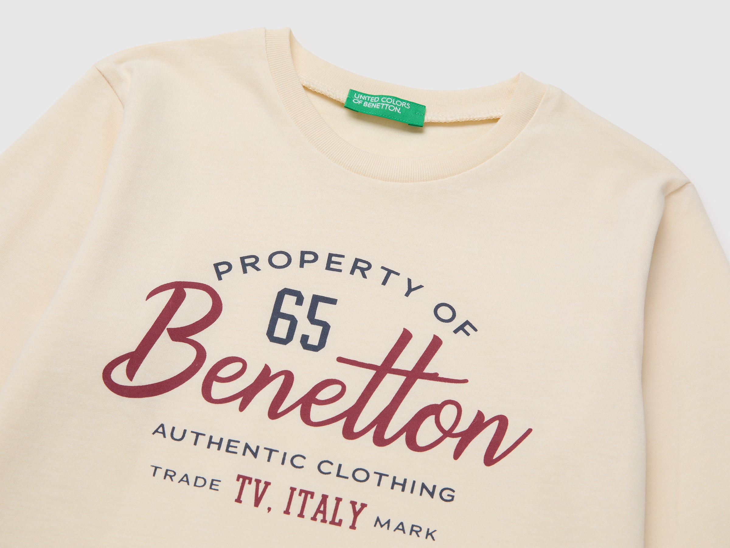 Benetton T-Shirt Girocollo Cotone Bio ML Neonato Stampa Logo