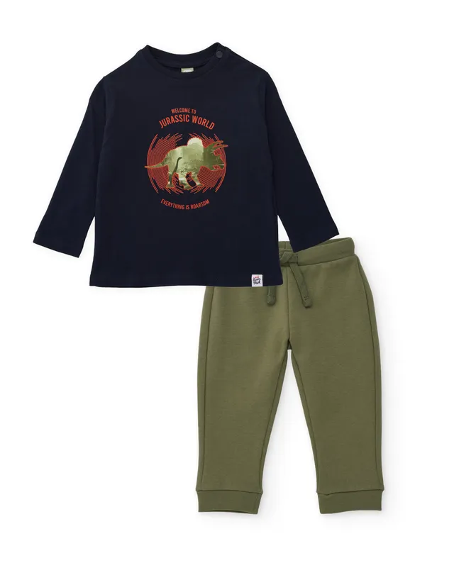 TucTuc Completi bimbo navy dinosauro felpa 2 pezzi