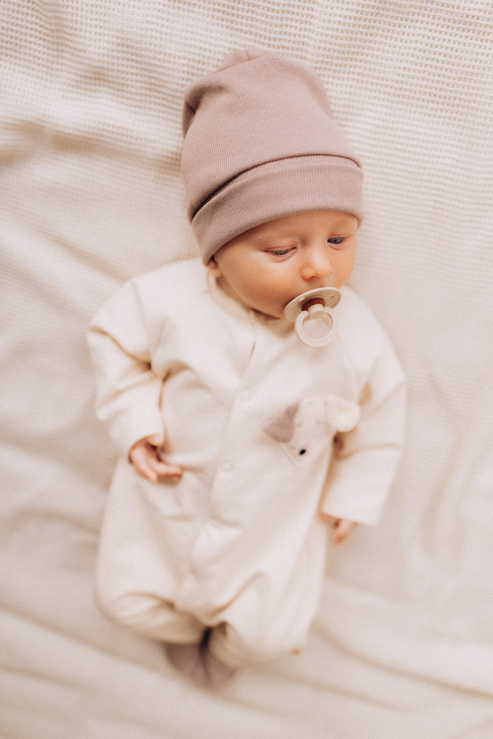 Woolly Organic Baby Hats Beanie 2x1 Rib cuffia neonato cotone bio