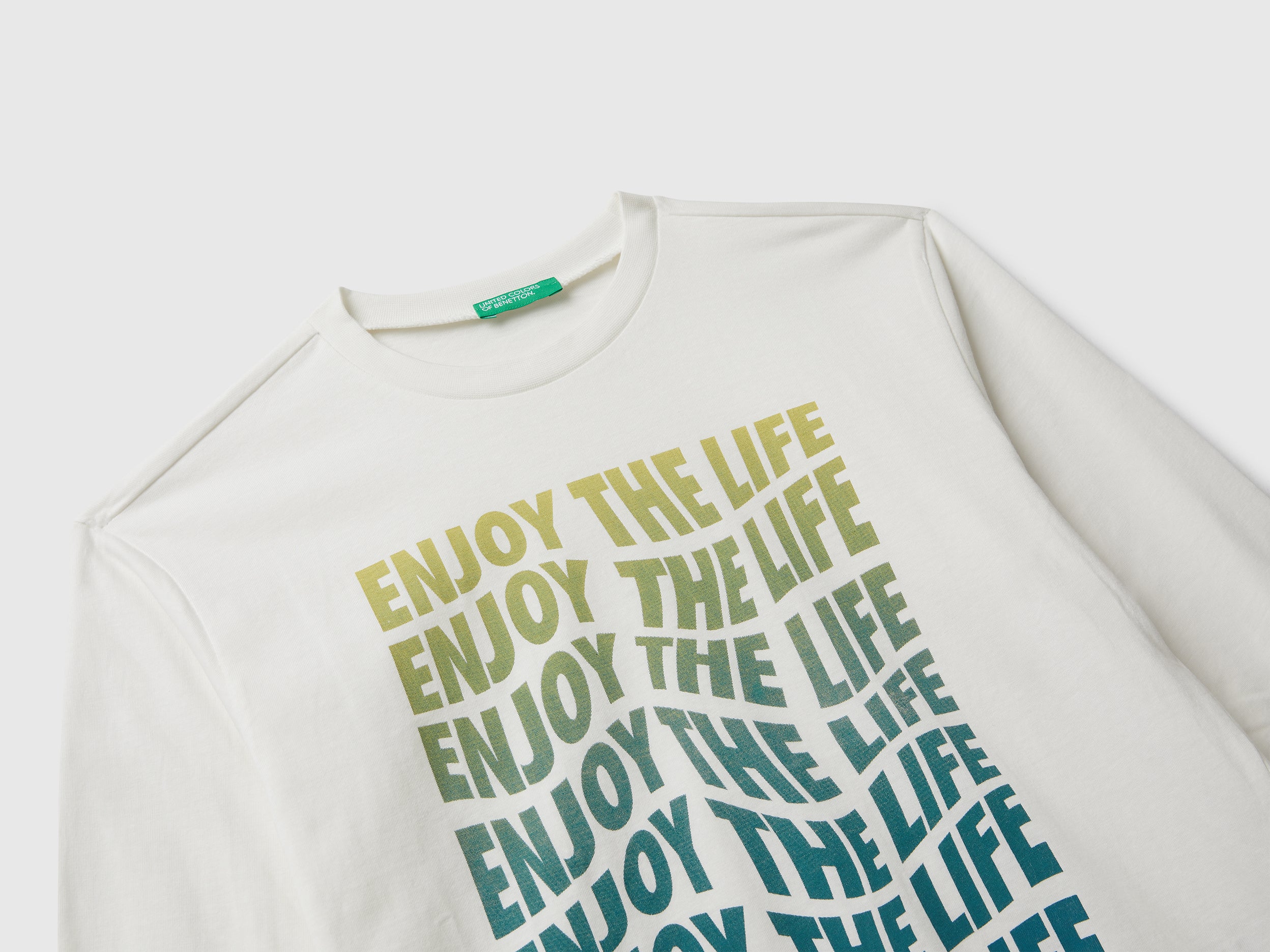 United Colors of Benetton T-Shirts maglietta manica lunga stampa cotone bio