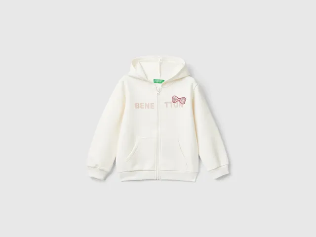 United Colors of Benetton Felpa Zip Cappuccio Paillettes 104