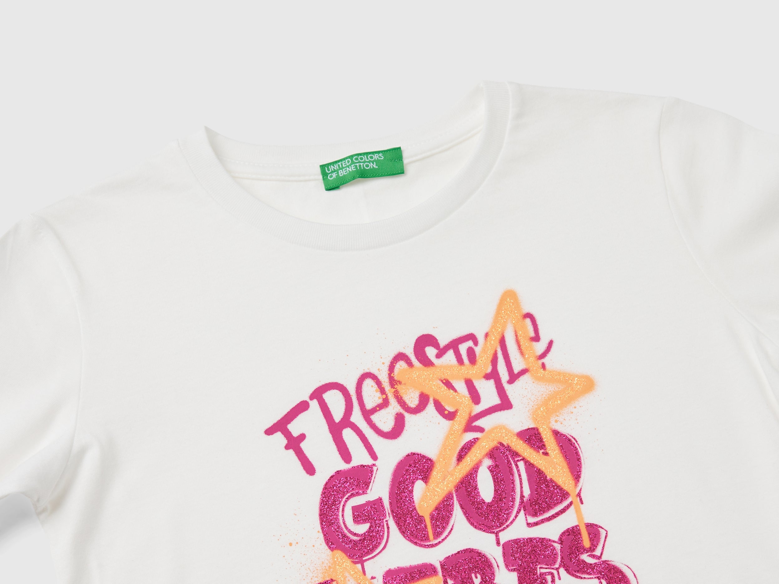 United Colors of Benetton T-Shirt Manica Lunga Cotone Bio Glitter