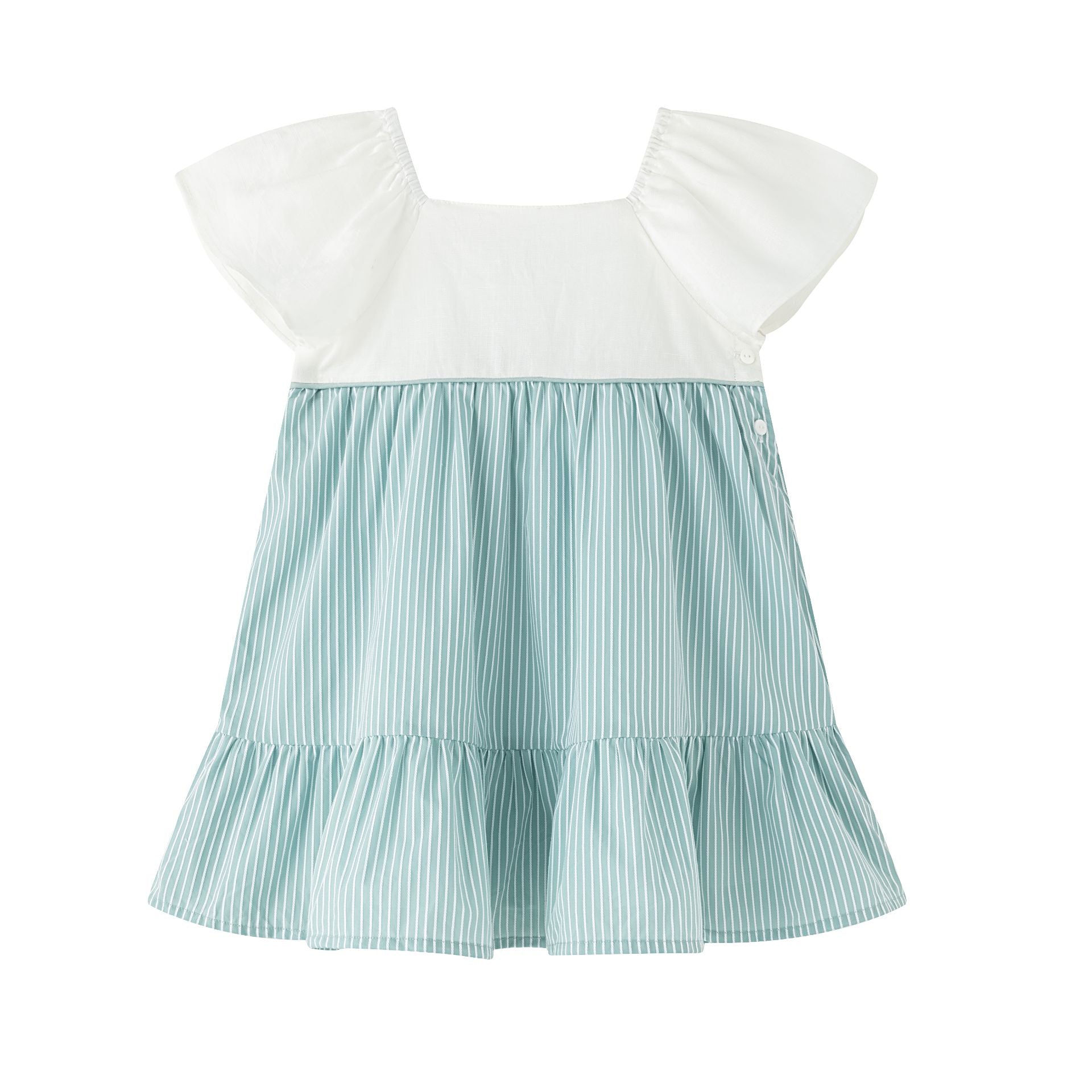 Kokarcia Vestito Verde Chiaro con Fiocco Cotone Bimba