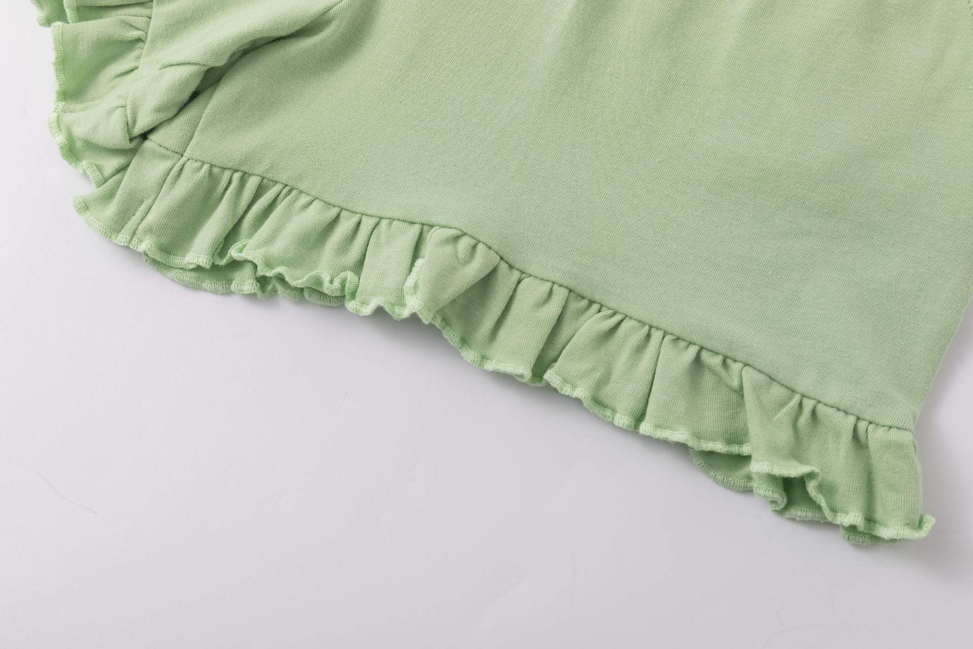 Kokarcia Shorts Verde Chiaro Volant Cotone Bambina 2-6 Anni