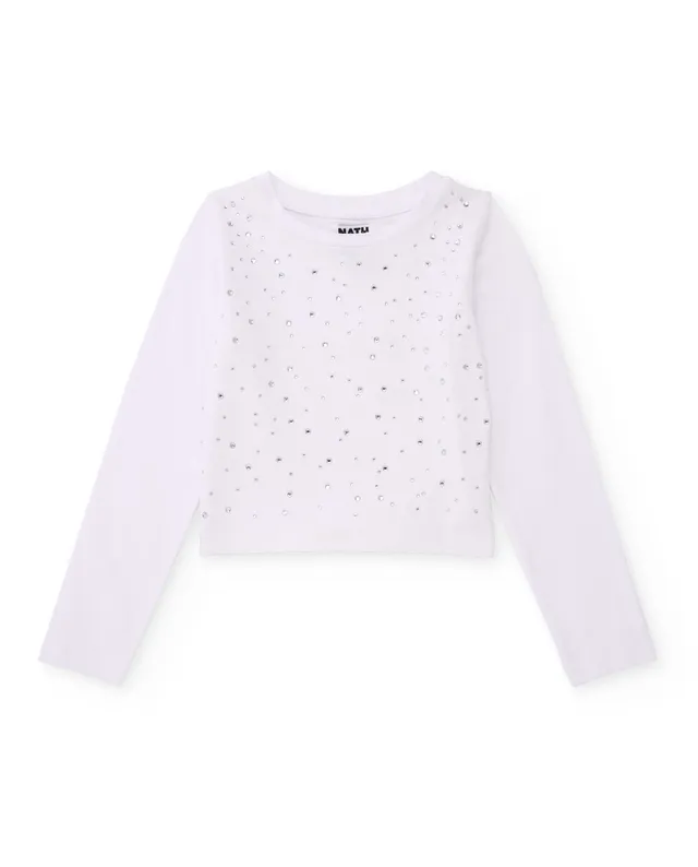 TucTuc Magliette T-shirt bambina bianca maniche lunghe brillanti