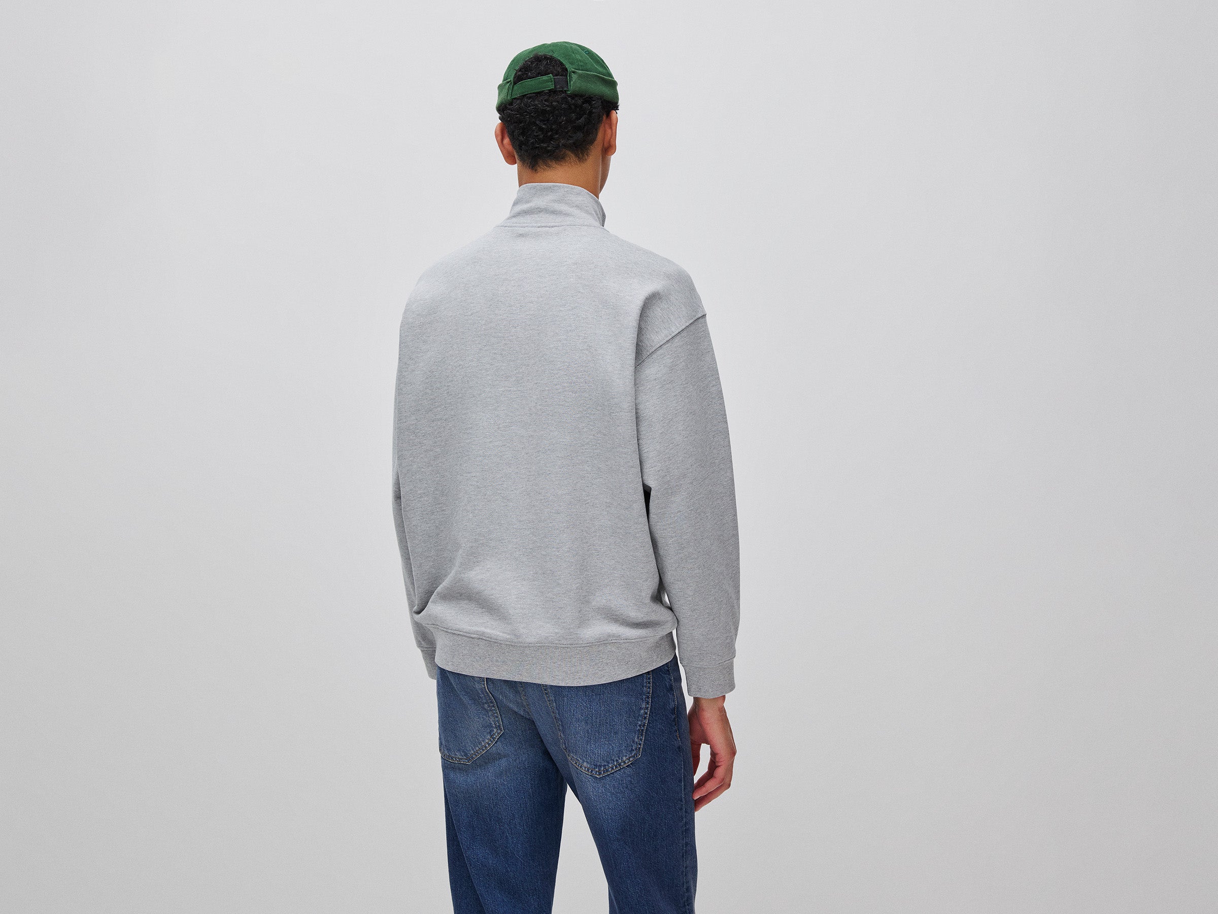 United Colors of Benetton Felpa Mezza Zip Cotone Bio Collo Alto