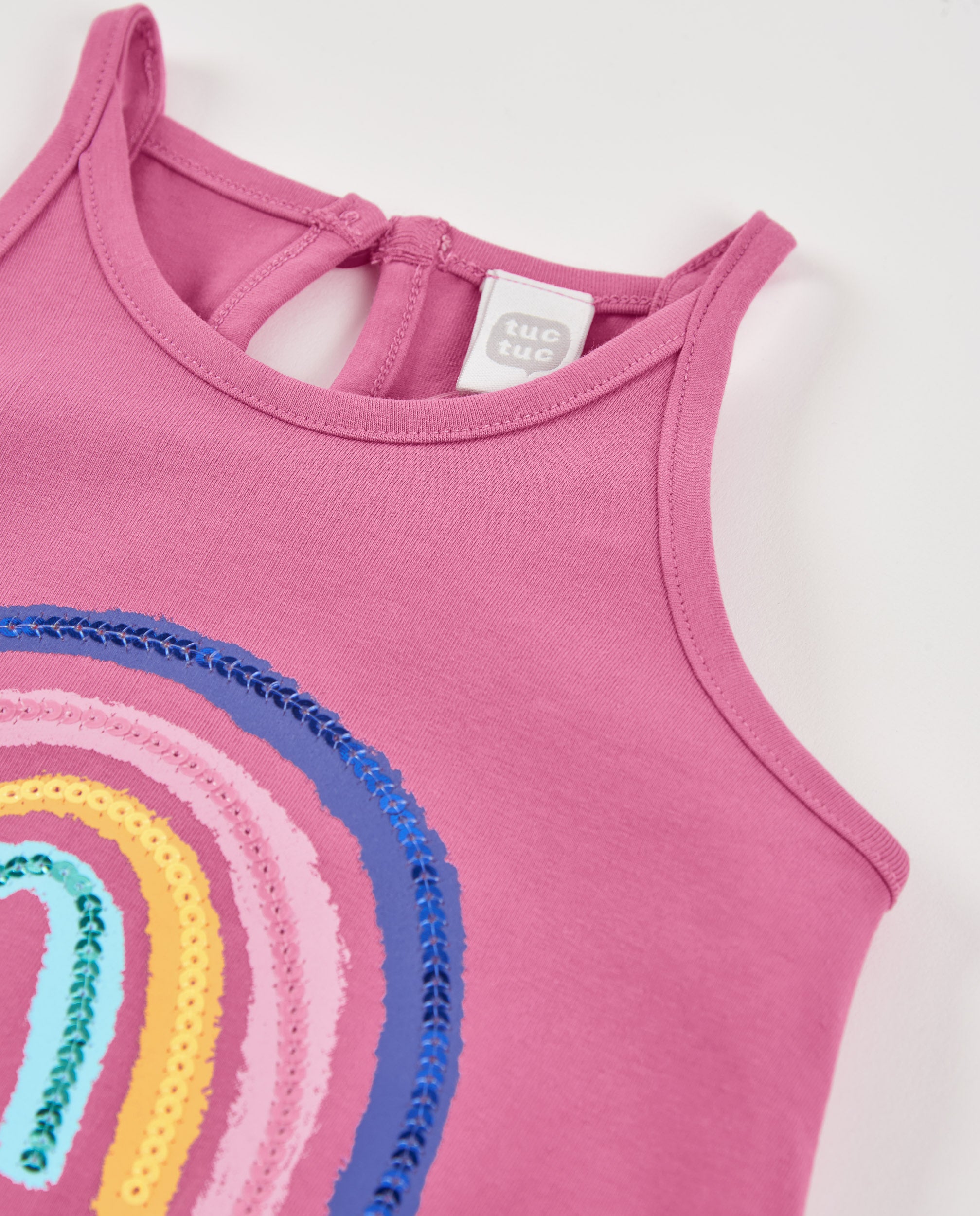 TucTuc Magliette T-Shirt Bambina Rosa Arcobaleno Paillettes