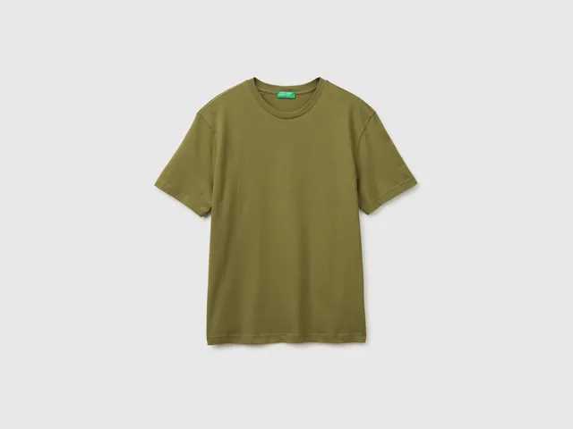 United Colors of Benetton T-Shirt Verde Cotone Bio Taglia M