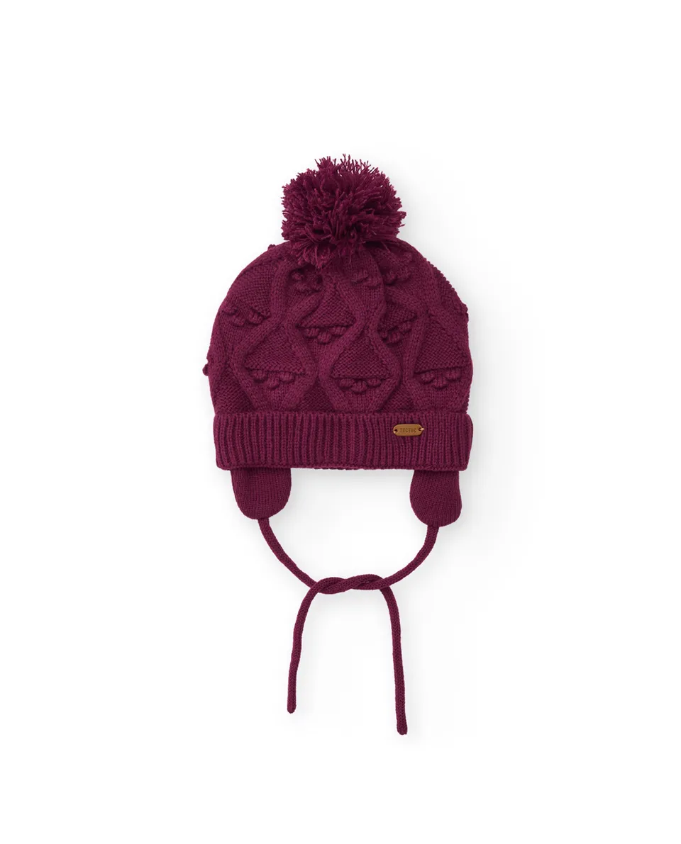 TucTuc Accessori Berretto Bambina Bordeaux Pompon