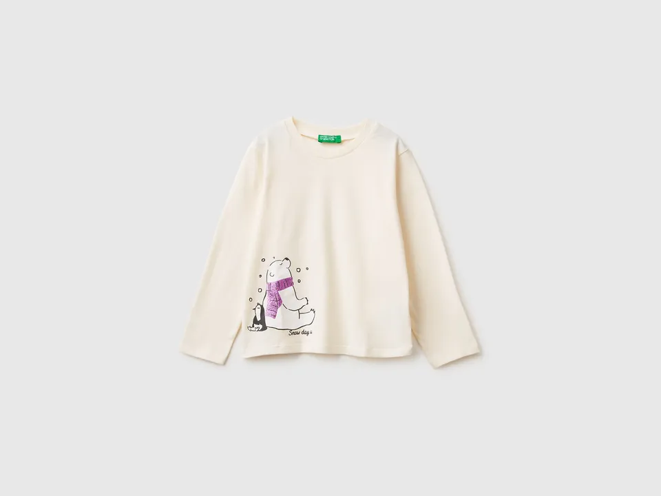 United Colors of Benetton T-shirt maglia glitter cotone bio bimba