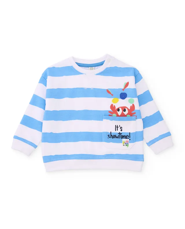 TucTuc Felpe felpa bambino blu righe granchio 2 anni