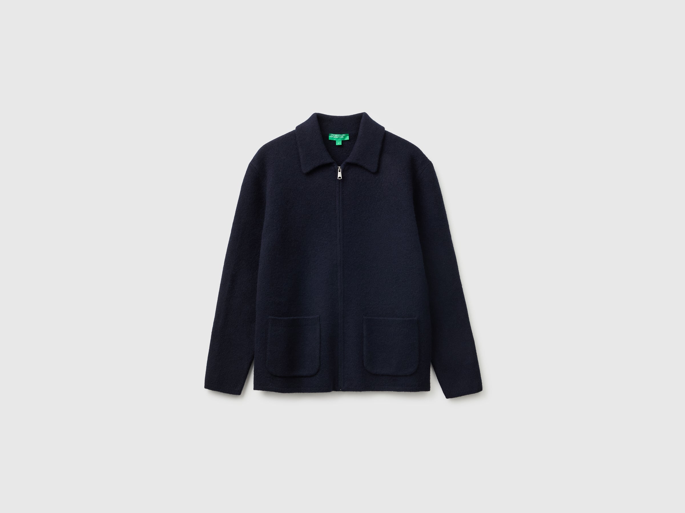 Benetton Jackets and Coats giacca lana cotta 100% zip taglia M