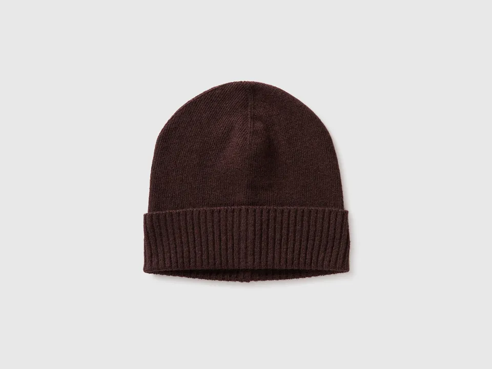 Benetton cappello 100% lana berretto tinta unita taglia unica