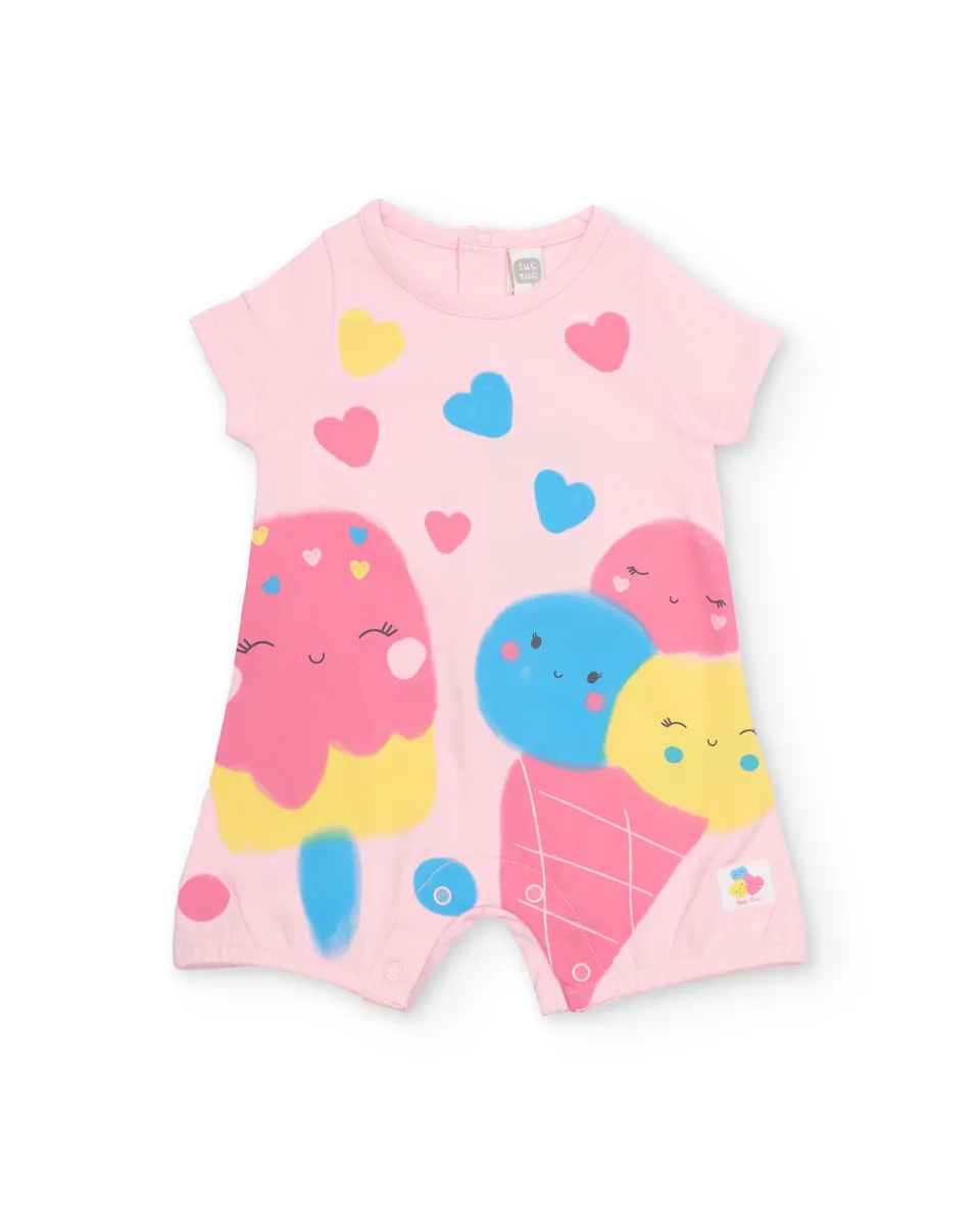 TucTuc Tutine Pagliaccetto Maglia Rosa Stampa Gelato