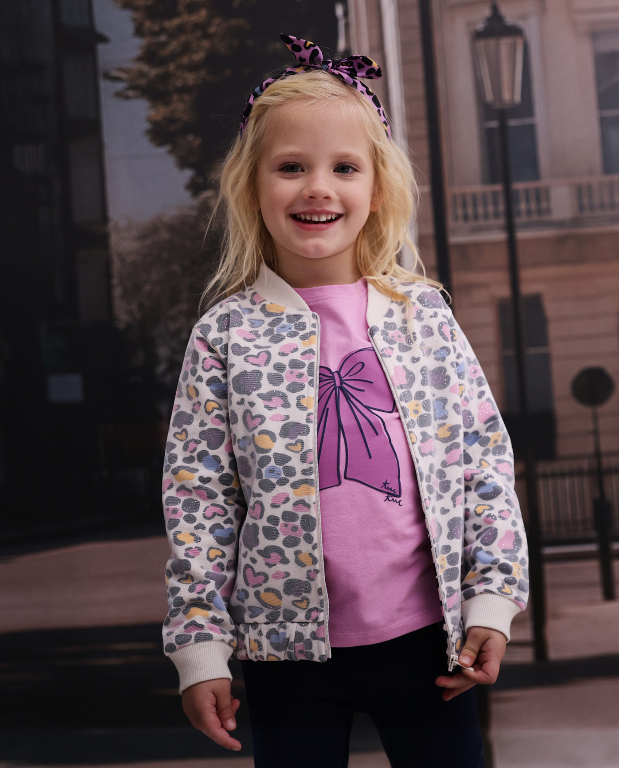 TucTuc Maglietta maglia fiocco bambina rosa cotone