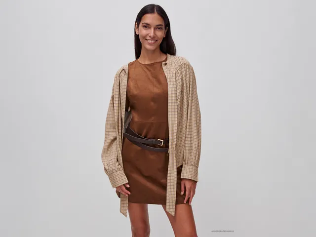 Benetton Abito smanicato effetto camoscio taglia 38