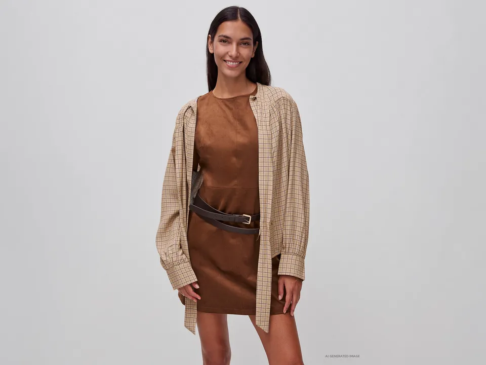 Benetton Abito smanicato effetto camoscio taglia 38